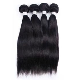 Straight Hair Bundles Hair Weave Bundles 100% Human Hair Bundles Natural Color Remy Hair Bundle Deals 4 Pieces (95Grams Per Piece) - 14'14'14'14'