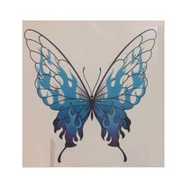 3 Sheets Flame Butterfly Temporary Tattoo Romantic Blue Butterfly Pattern Fake Tattoo Stickers - Default