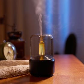 1pc Vintage Cool Mist Humidifier Usb Portable Candle Light H2o Air Humidifier Aroma Essential Oil Diffuser Air Mini Humidifier - Black