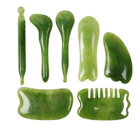 7 Pieces Gua Sha Massage Board Set for Anti-Aging and Relaxation Scraping Tools - A