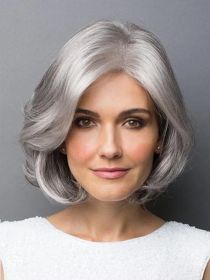 Bobble head wig women's short hair in the silver gray chemical fiber head cover - MF04FFC