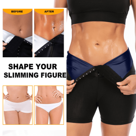 Slimming Pants Waist Trainer Shapewear Tummy Hot Thermo Sweat Leggings Fitness Workout Sweat Sauna Pants Body Shaper - Blue - M