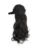 Baseball Cap with Natural Black Synthetic Long Wavy Hair Attached for Womens Adjustable Wig Cap - Default