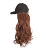 Baseball Cap with Dark Brown Synthetic Long Wavy Hair Attached for Womens Adjustable Wig Cap - Default