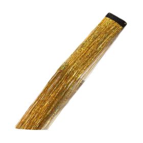 5 Pcs Highlight Glitter Tinsel Hair Extensions Clip-In Party Shiny Hair Extensions Bling Bling Hairpieces,Gold - Default