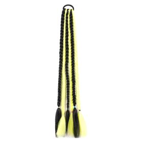 Highlight Fluorescent Yellow Black Hair Braid Wig Nightclub Braid Hair Ring Party Braid Ponytail Hair Extensions Bling Hairpieces - Default