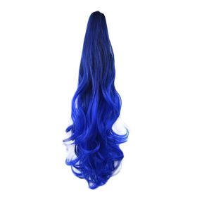 Ponytail Extension Claw Curly Wavy Clip-on Hairpiece One Piece Long Ponytail Hair Extensions,Royal Blue - Default