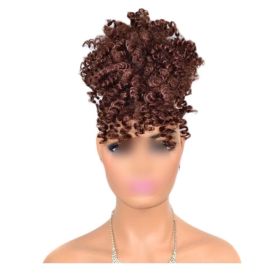 Afro Puff Drawstring Ponytail Synthetic Curly Hair Ponytail Extension Large Size Hair Bun Clip Hair Extensions,Dark Brown - Default