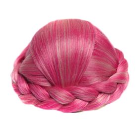 Braided Pink Hair Bun Hair Piece Updo Braided Hairpiece Hair Clip Women Girls Wig Party Wedding Dancing Hairdos - Default