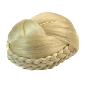 Braided Beige Hair Bun Hair Piece Updo Braided Hairpiece Hair Clip Women Girls Wig Party Wedding Dancing Hairdos - Default