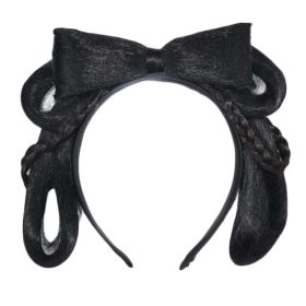 Women Wig Han Chinese Clothing Updo Headband Butterfly Hair Bun Chinese Traditional Costume Accessory Black Hairpiece - Default