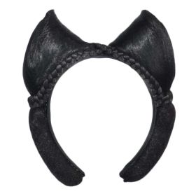 Women Wig Han Chinese Clothing Updo Headband Fox Ears Hair Bun Chinese Traditional Costume Accessory Black Hairpiece - Default