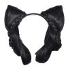 Women Wig Han Chinese Clothing Updo Headband Cat Ears Hair Bun Chinese Traditional Costume Accessory Black Hairpiece - Default
