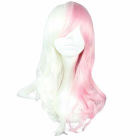 Pink White 50 cm 2 Tone Cosplay Full Wig Long Curly Hair Wig Synthetic Hair Wig Halloween Dress Up - Default