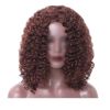 Dark Brown Afro Hair Wig Short Curly with Bangs Fluffy Wigs Synthetic Hair Full Wig,16 inch - Default