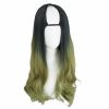 Green Black 65 cm U Shape 2 Tone Long Curly Hair Wig Synthetic Full Wig Cosplay Halloween Dress Up - Default