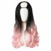 Pink Black 65 cm U Shape 2 Tone Long Curly Hair Wig Synthetic Full Wig Cosplay Halloween Dress Up - Default