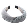 Wide Cross Headband Chiffon Polka Dot Hair Accessories Cloth Turban Headband for Women,Grey Blue - Default