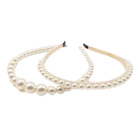 3 Pcs Random Style Womens Thin Headband White Beaded Headband Wedding Hair Loop Hair Accessories - Default