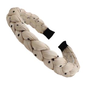 Khaki Sponge Twist Braid Hair Band Girls Women Dots Braided Headband Head Accessories Hair Loop - Default