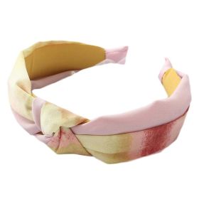 Women Knotted Wide Headband Pink Yellow Fabric Turban Headband Hair Accessories Hair Hoop - Default