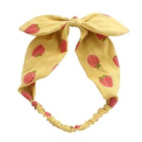 Yellow Strawberry Hairband Girls Simple Wide Hair Ribbon Bowknot Headband Hair Accessories Headwrap - Default