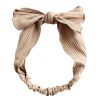 Khaki Simple Bowknot Stretch Hairband Solid Color Headband Out Wide Hair Ribbon Headwrap - Default