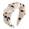 Simple Wide Beige Polka Dot Vintage Headband Women Ruffled Hairband Hair Accessories Headwear - Default
