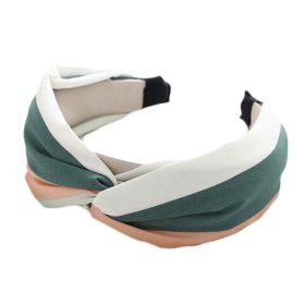 Womens Wide Headband Color Matching Turban Hairband Hair Accessories, Green Pink - Default