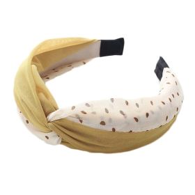 Wide Cross Headband Chiffon Polka Dot Hair Accessories Cloth Turban Headband for Women,Yellow Beige - Default