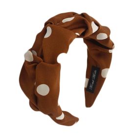Simple Wide Brown Polka Dot Vintage Headband Women Ruffled Hairband Hair Accessories Headwear - Default
