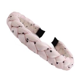 Pink Sponge Twist Braided Heandband Women Dots Thick Headband Hair Accessories Hair Band - Default