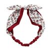 Crepe Floral Bowknot Double Layer Headband Chiffon Red Flowers Headwear Stretchy Headwrap - Default