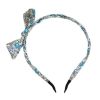 Womens Girls Lovely Sweet Blue Floral Bowknot Skinny Headband Cotton Hairband Hair Accessories - Default