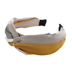 Womens Wide Headband Color Matching Turban Hairband Hair Accessorie, Green Yellow Grey - Default