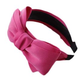 Hot Pink Womens Handmade Large Bowknot Wide Hairband Fabric Headband Hair Loop - Default