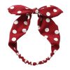 Crepe Wine Red Knotted Headband Vintage Polka Dot Bowknot Hair Ribbon Wide Hairband Hair Wrap - Default