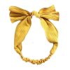 Yellow Simple Bowknot Stretch Hairband Solid Color Headband Out Wide Hair Ribbon Headwrap - Default