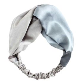 Gray Blue Color Matching Headband Knotted Wide Hairband Hair Ribbon Hair Accessories Hair Wrap - Default