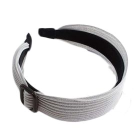 Grey Wide Headband Buckle Hairband Hair Accessories for Women - Default