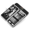 Set of 18 Pieces Nail Clipper Set Stainless Steel Nail Tools Manicure & Pedicure Travel Grooming Kit with Hard Case - black