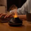Newest RGB Flame Aroma Diffuser 130Ml 3d Colorful Flame Humidifier Fire Volcano Diffuser Flame - Black