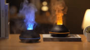 Newest RGB Flame Aroma Diffuser 130Ml 3d Colorful Flame Humidifier Fire Volcano Diffuser Flame - Black