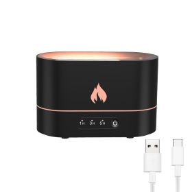 USB Simulation Flame Night Light with 250ML Water Tank Humidifier Aroma Diffuser Home Office Bedroom Car Atmosphere Desk Lamp - China - black