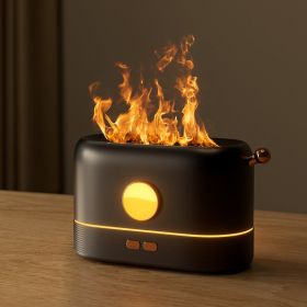 200ml Flame Humidifier Three Color LED Light Air Humidifier Smart Timing Electric Aromatherapy Diffuser Simulation Fire Effect - black - China