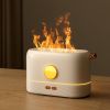 200ml Flame Humidifier Three Color LED Light Air Humidifier Smart Timing Electric Aromatherapy Diffuser Simulation Fire Effect - white - China