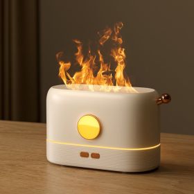 200ml Flame Humidifier Three Color LED Light Air Humidifier Smart Timing Electric Aromatherapy Diffuser Simulation Fire Effect - white - China