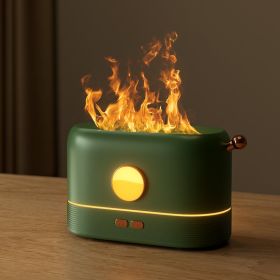 200ml Flame Humidifier Three Color LED Light Air Humidifier Smart Timing Electric Aromatherapy Diffuser Simulation Fire Effect - green - China