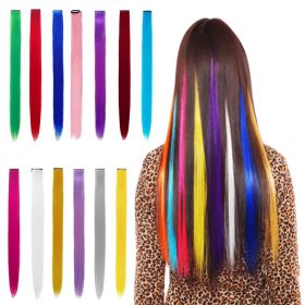 13pcs Hair Extension Clips 20 Inch Straight Hair Synthetic Fiber Hairpieces for Party - colorful