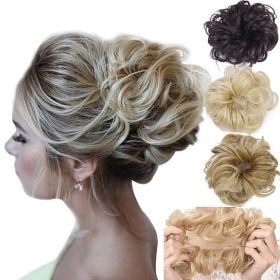 Women Hair Bun Extension Wavy Curly Messy Donut Chignons Wig Hairpiece - 4